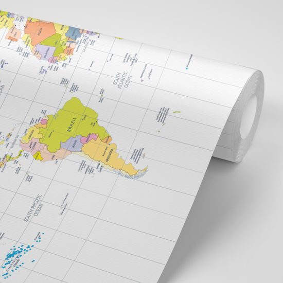 Tapeta prehľadná mapa sveta na bielom pozadí