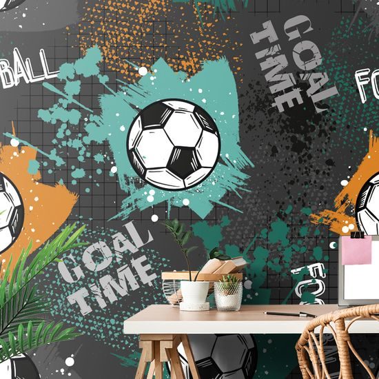 Samolepiaca tapeta futbalová lopta na zaujímavom pozadí