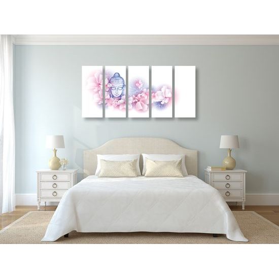 5-dielny obraz Budha v nežnom prevedení