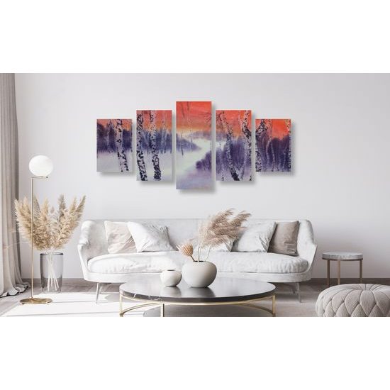5-dielny obraz tajomný brezový les