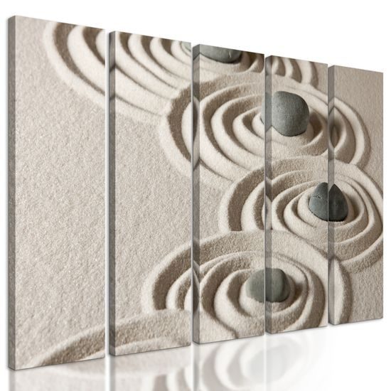 5-dielny obraz plážové zátišie s Zen kameňmi