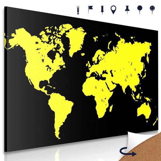 Obraz na korku štýlová žltá mapa
