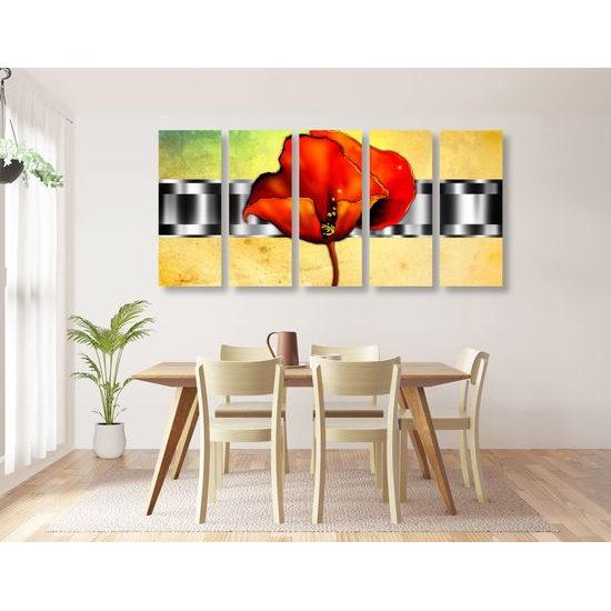 5-dielny obraz vintage vlčí mak