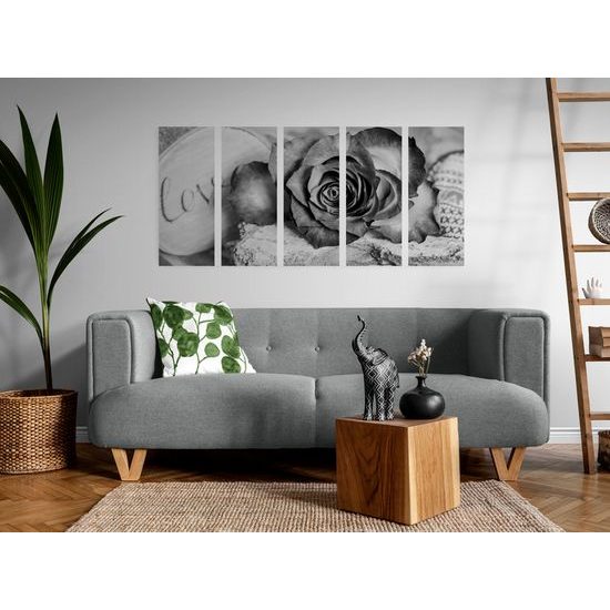 5-dielny obraz vyznanie lásky v čiernobielom prevedení