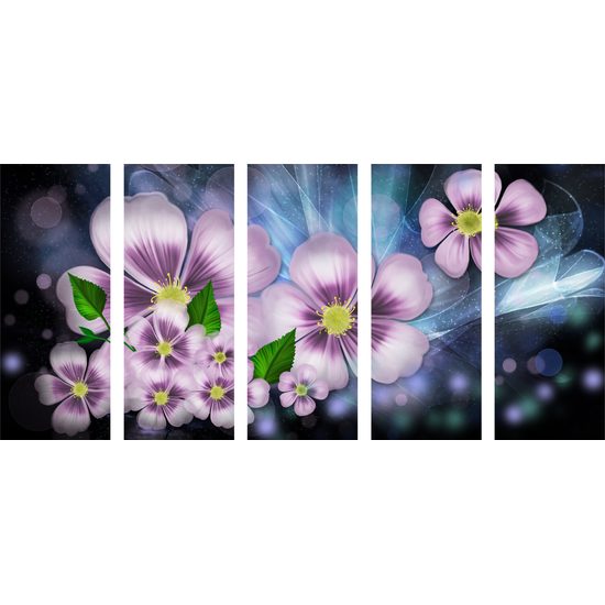 5-dielny obraz ružové kvety vo vintage prevedení