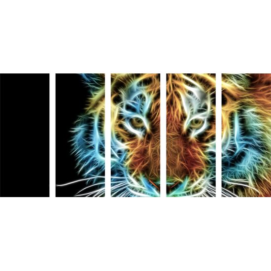 5-dielny obraz abstraktný tiger