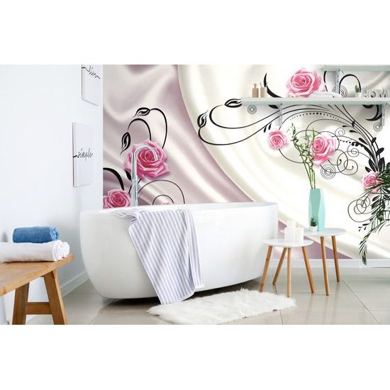 Samolepiaca tapeta ruže na zamatovej látke