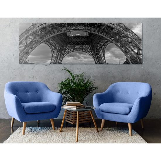 Obraz detail Eiffelovej veže v čiernobielom prevedení