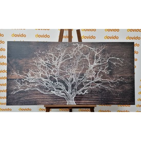 Obraz majestátny strom na drevenom pozadí