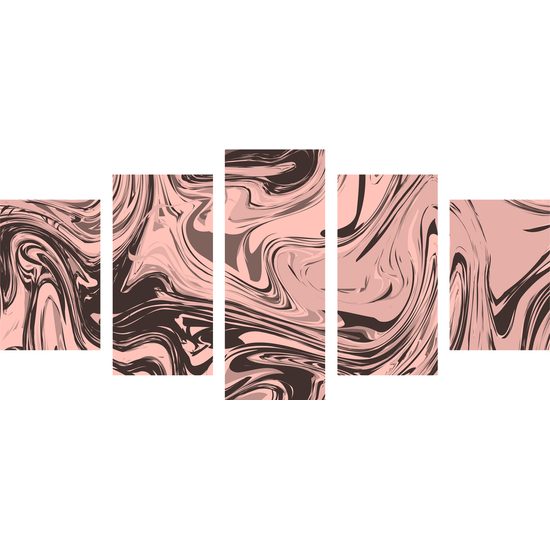 5-dielny obraz ružová umelecká abstrakcia
