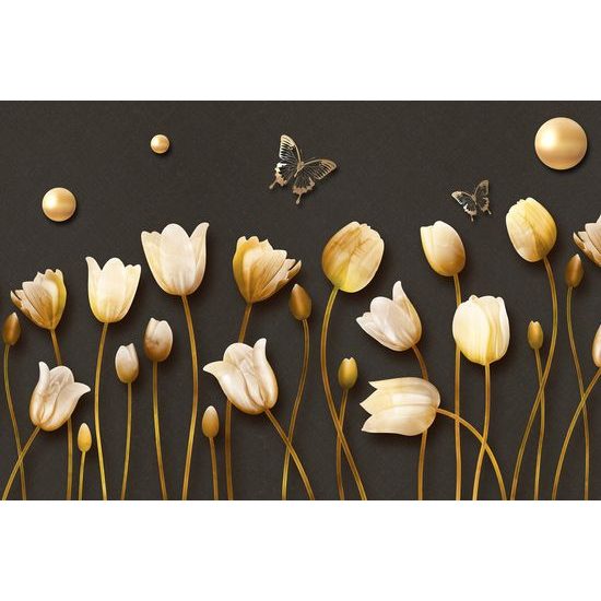 Samolepiaca tapeta tulipány ladené do zlatista