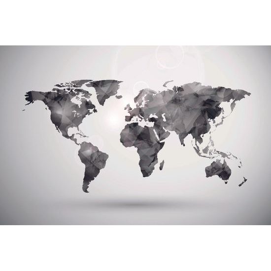 Samolepiaca tapeta čiernobiela mapa sveta tvorená polygónmi