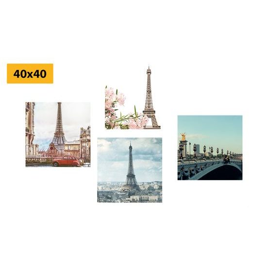 Set obrazov majestátna Eiffelova veža