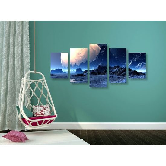 5-dielny obraz neznáma futuristická planéta