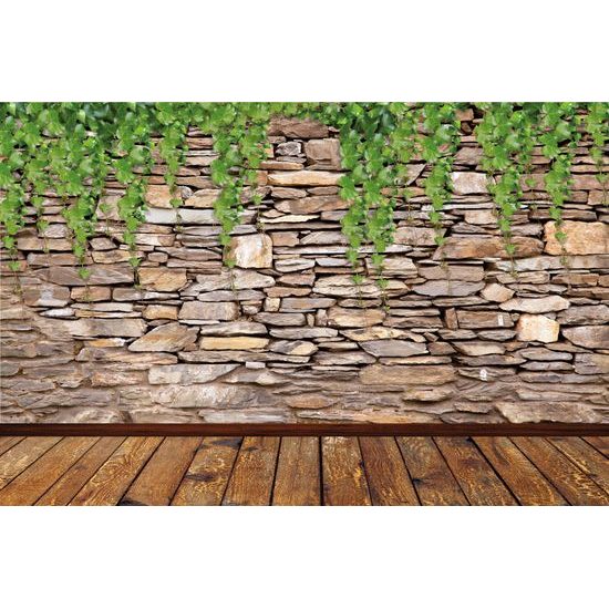 Samolepiaca tapeta kamenná stena pokrytá brečtanom