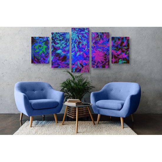 5-dielny obraz nevšedná abstrakcia v futuristickom prevedení
