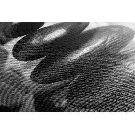 Obraz meditačné Zen kamene v čiernobielom prevedení