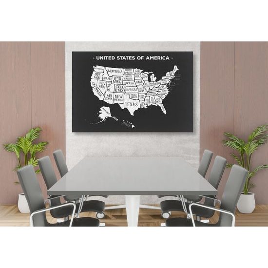 Obraz moderná mapa USA v čiernobielom prevedení