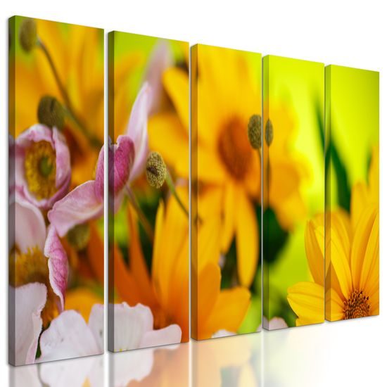 5-dielny obraz kvety v letných farbách