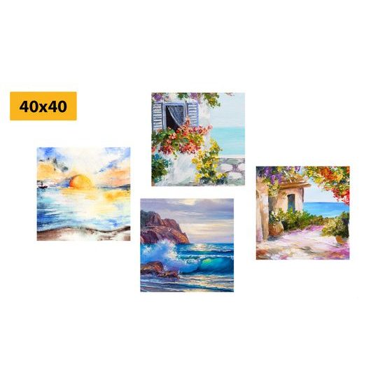Set obrazov maľba prímorského mesta