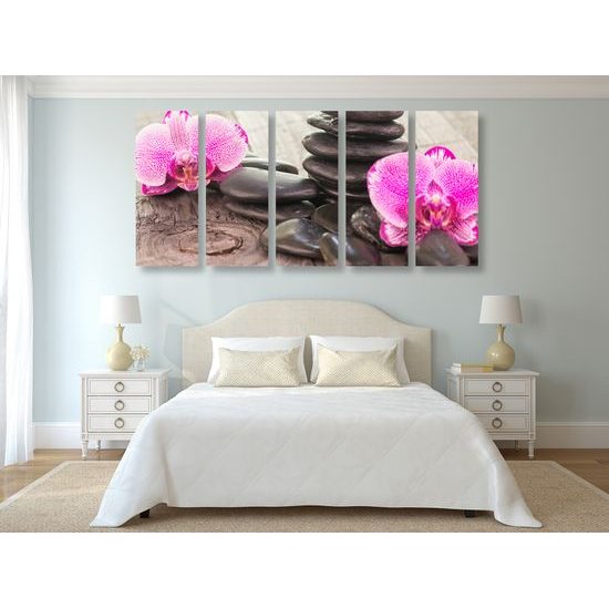 5-dielny obraz drevené upokojujúce zátišie