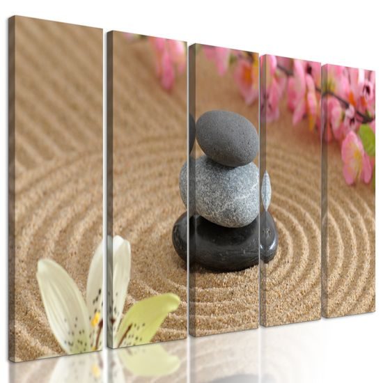 5-dielny obraz ukľudnujúce Zen zátišie