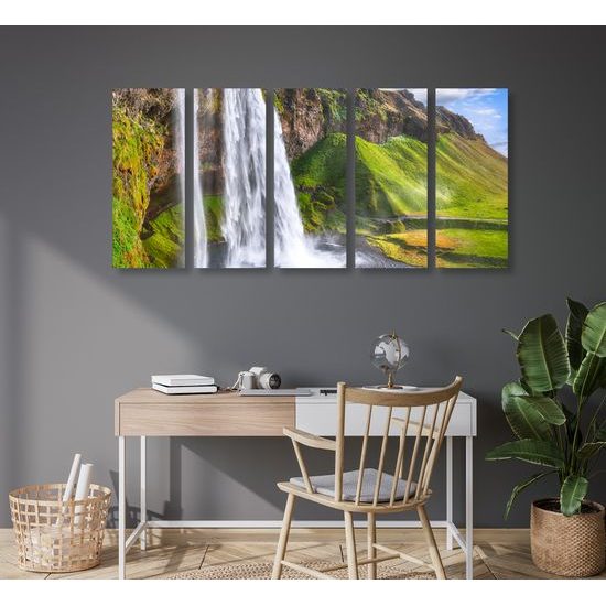5-dielny obraz nádherný vodopád