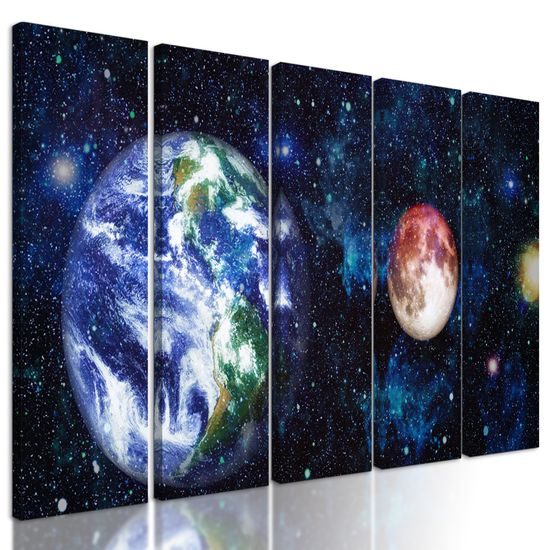 5-dielny obraz akvarelový vesmír