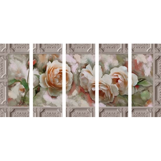 5-dielny obraz ruže v historickom prevedení