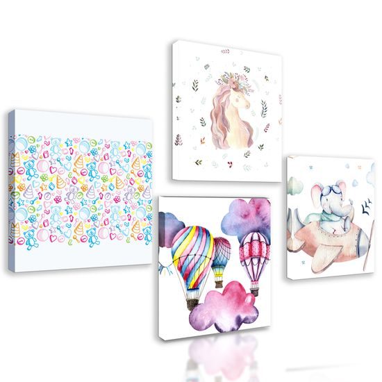 Set obrazov na dobrú noc v krásnych pastelovách farbách