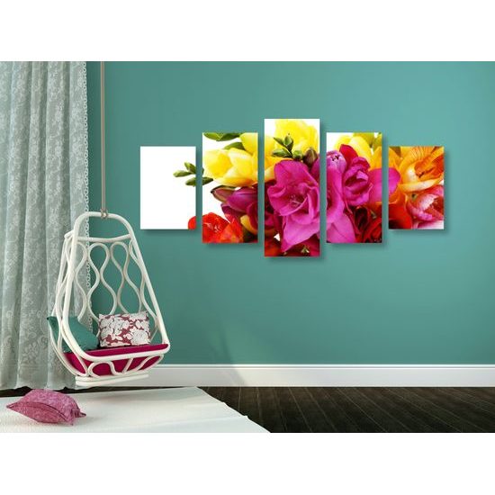 5-dielny obraz pestrofarebná kytica