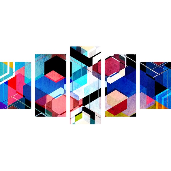 5-dielny obraz futuristická abstrakcia tvarov