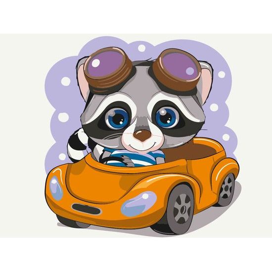 Maľovanie podľa čísiel medvedík čistotný v autíčku