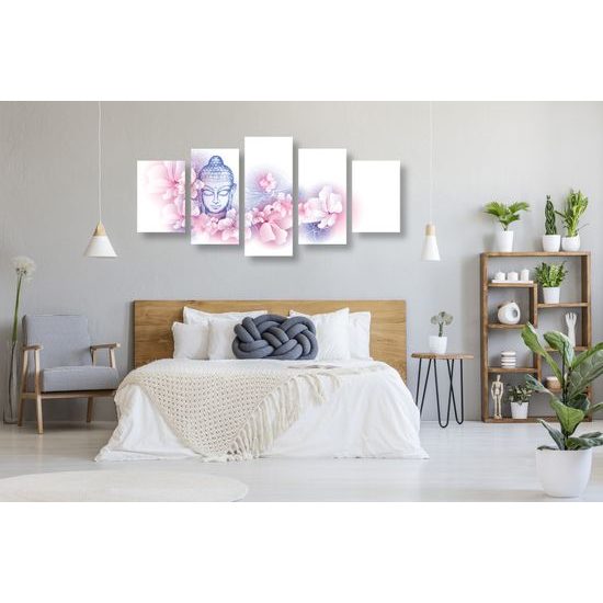5-dielny obraz Budha v nežnom prevedení