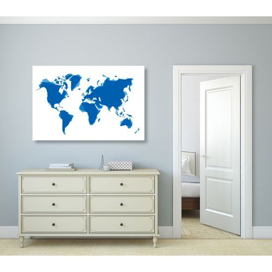 Obraz moderná mapa sveta v modrom prevedení