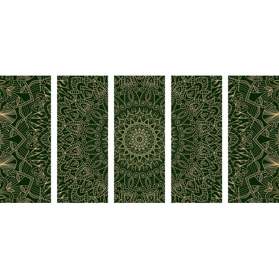 5-dielny obraz zelená detailná Mandala
