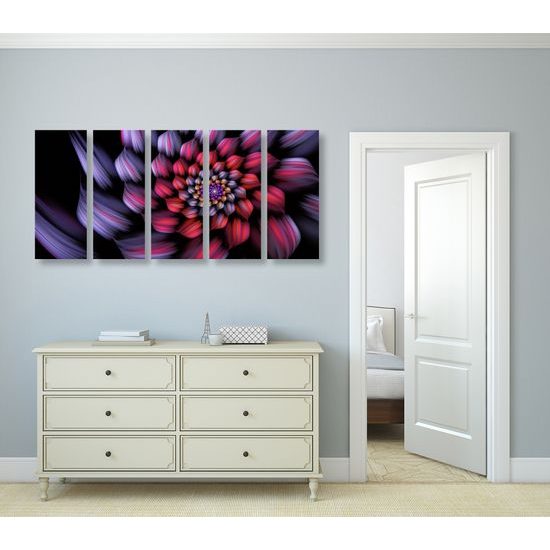 5-dielny obraz kvetinová abstrakcia