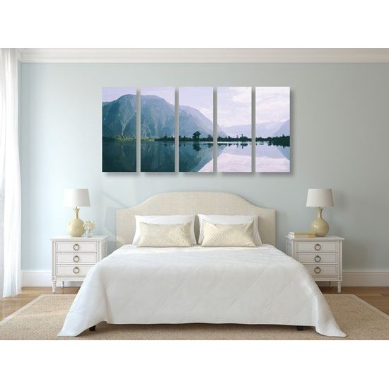 5-dielny obraz maľované horské pleso