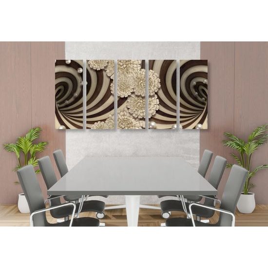 5-dielny obraz špirála v drevenom prevedení