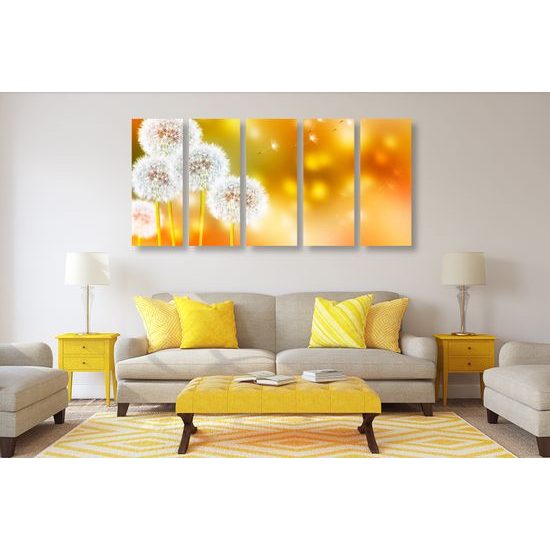 5-dielny obraz rozkvitnutá púpava