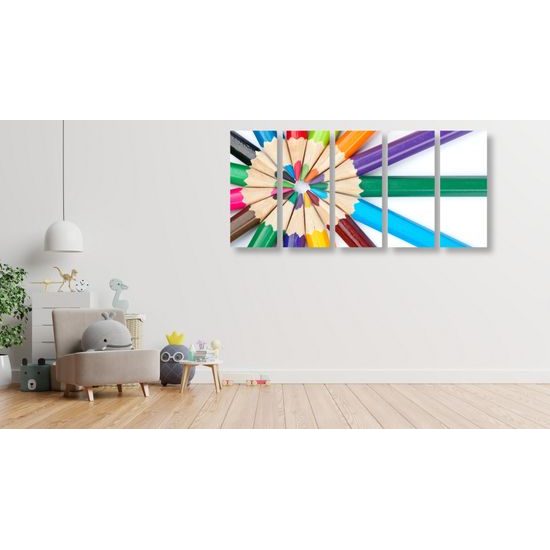 5-dielny obraz kruh z pasteliek