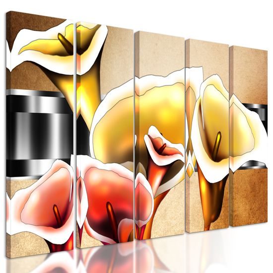 5-dielny obraz luxusné kvety kaly