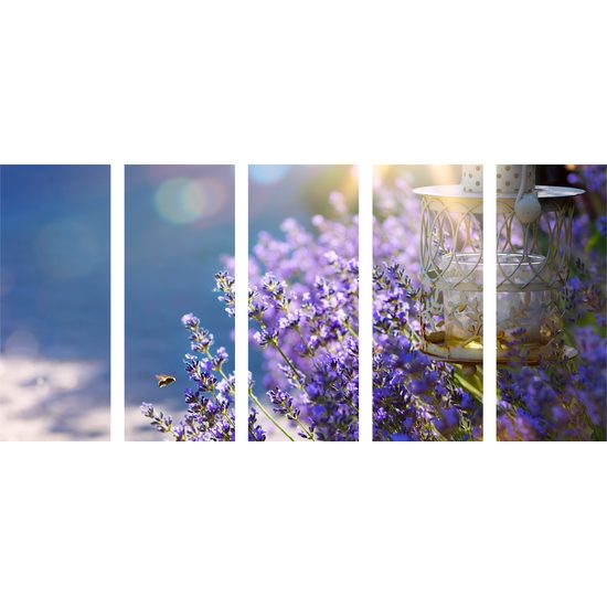 5-dielny obraz nádherné modro-fialové kvety levandule