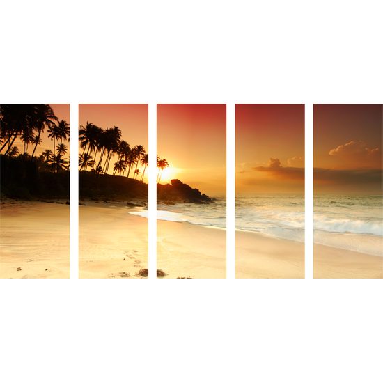 5-dielny obraz západ slnka za ostrov