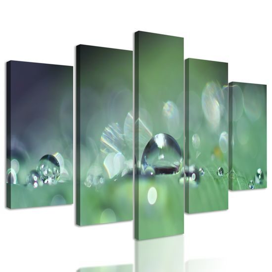 5-dielny obraz detail zameraný na kvapku rosy