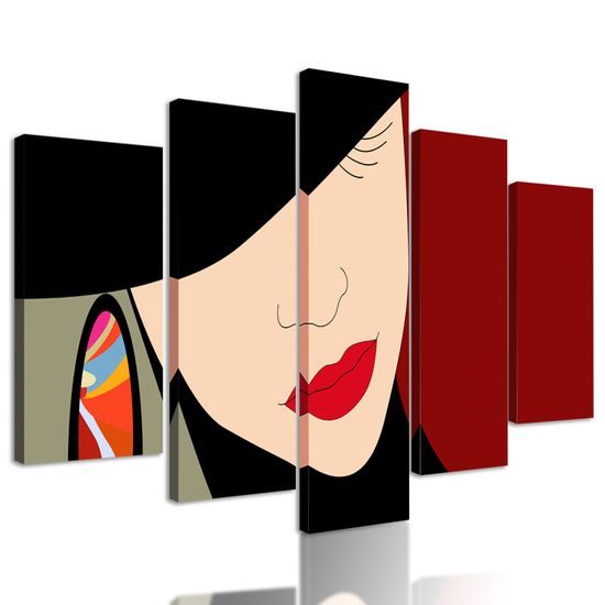 5-dielny obraz elgantnosť ženy