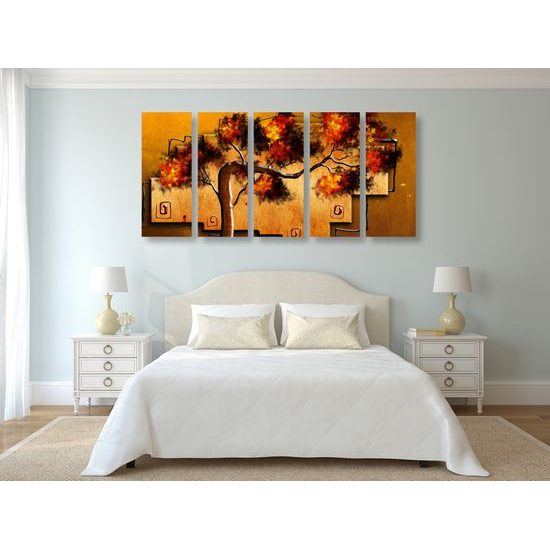 5-dielny obraz africká malba