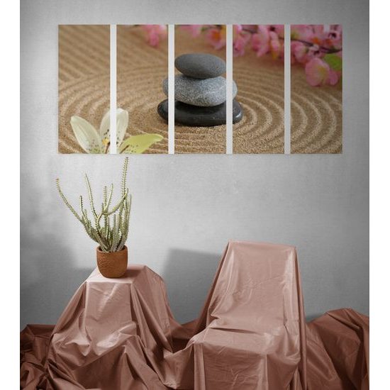 5-dielny obraz ukľudnujúce Zen zátišie