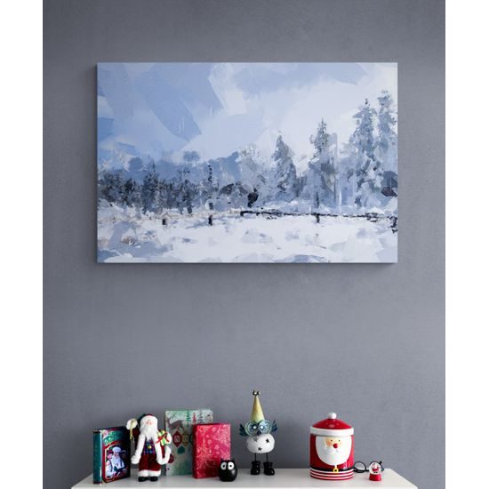 Obraz abstraktné zasnežené stromy