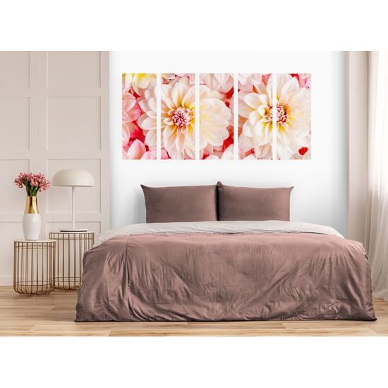 5-dielny obraz jemné rozkvitnuté dálie